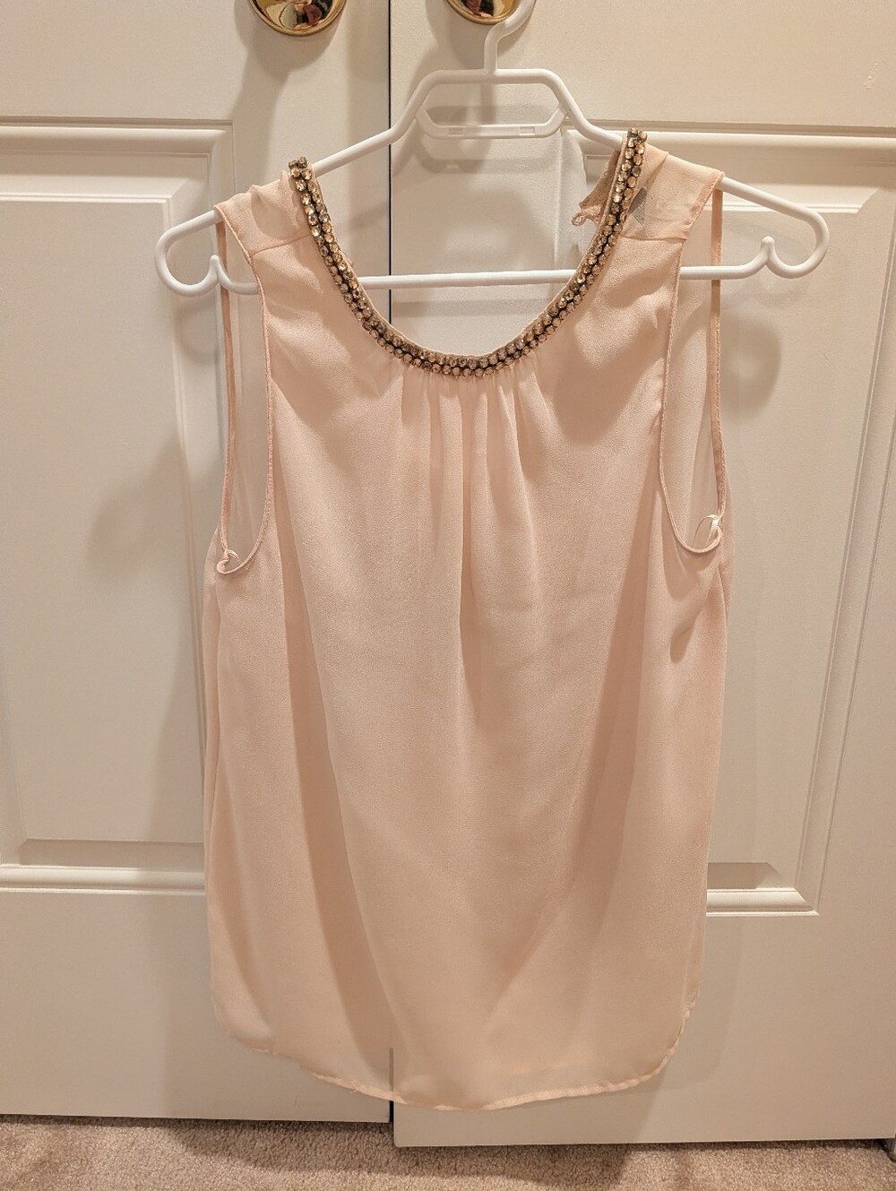 Woman Sleeveless Pink Top Blouse Shirt with Jewels Zara Size medium